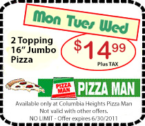 Columbia Heights Pizza Man Coupon