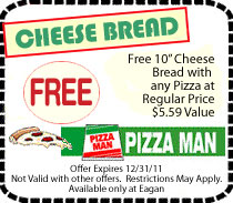 Eagan Pizza Man Cheese Bread Coupon