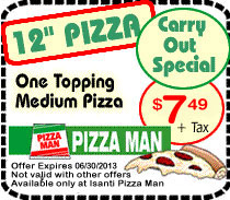 Isanti Pizza Man 12 inch Pizza Coupon