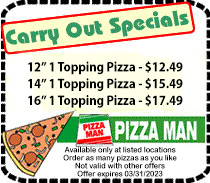 Pizza Man Carry Out Specials Coupon